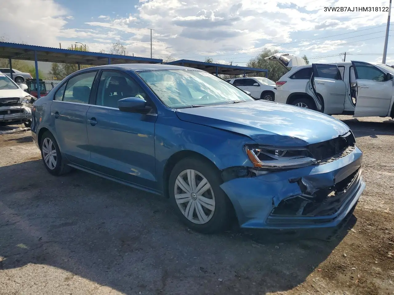 2017 Volkswagen Jetta S VIN: 3VW2B7AJ1HM318122 Lot: 61769236