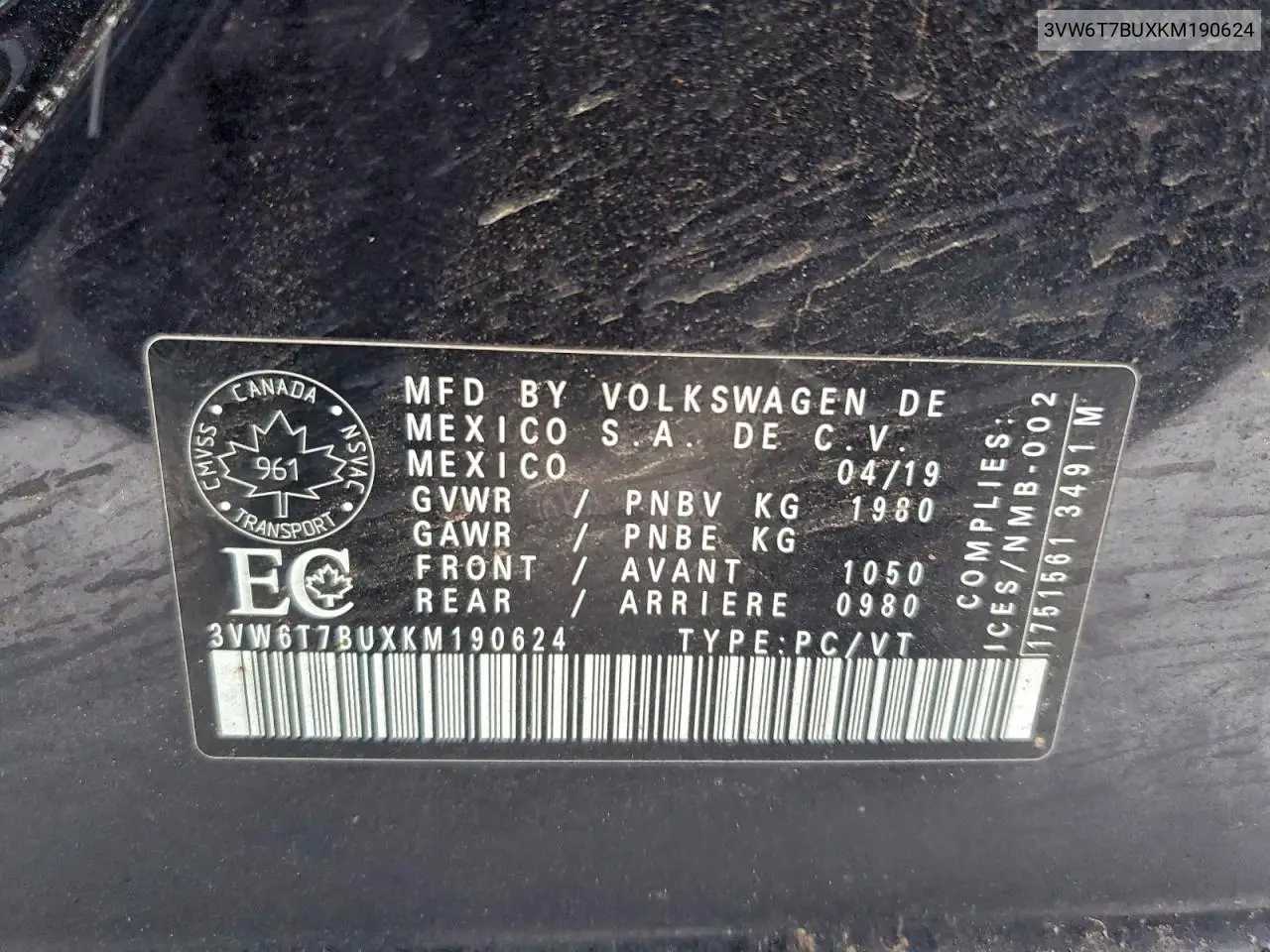 3VW6T7BUXKM190624 2019 Volkswagen Jetta Gli