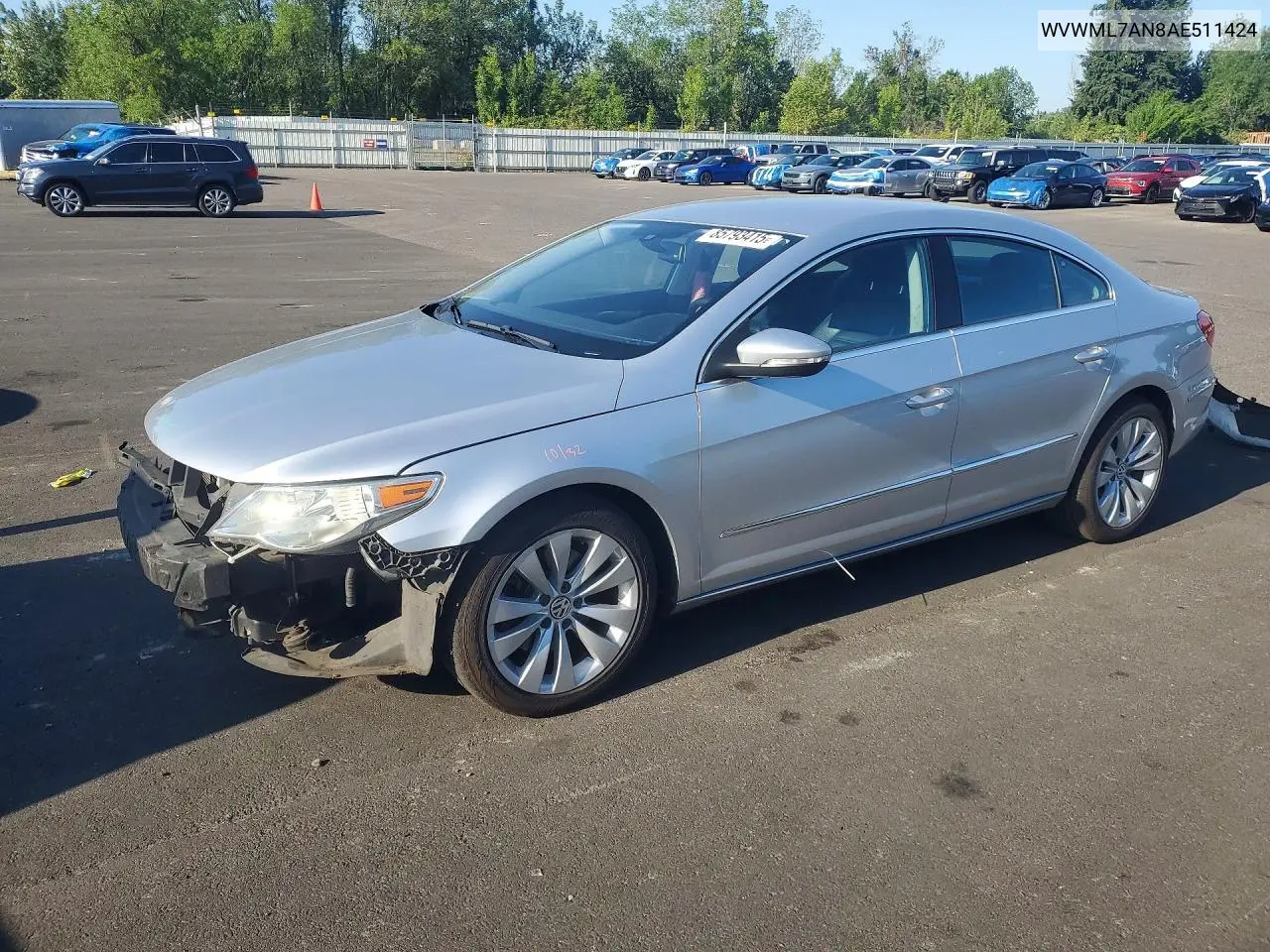 2010 Volkswagen Cc Sport VIN: WVWML7AN8AE511424 Lot: 85793415