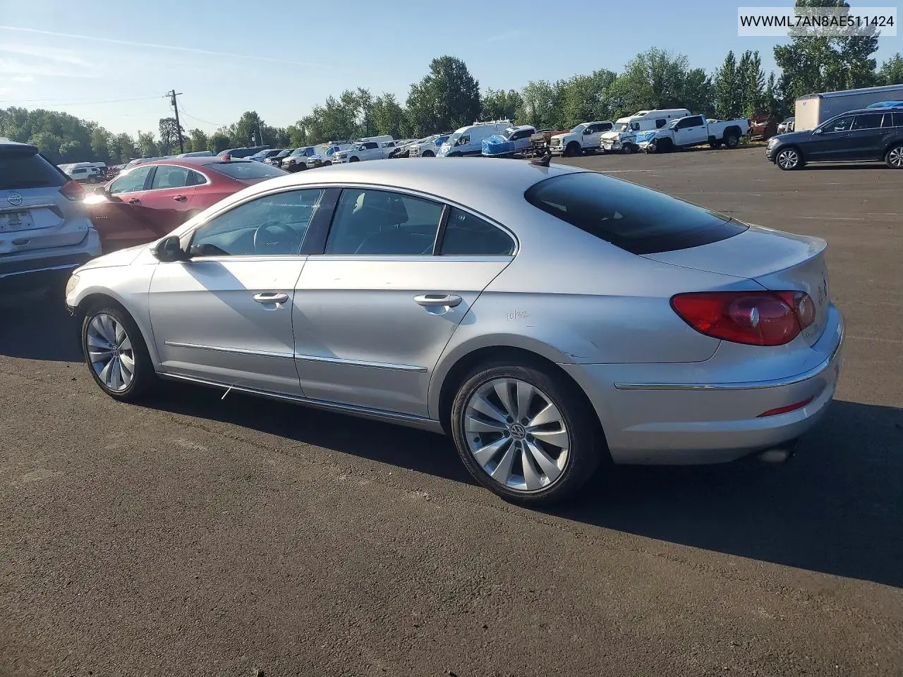 2010 Volkswagen Cc Sport VIN: WVWML7AN8AE511424 Lot: 85793415