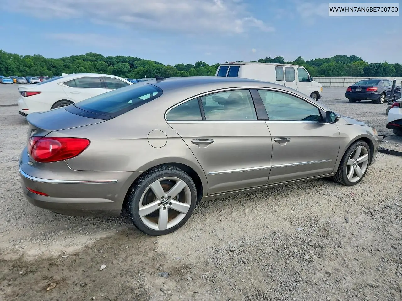 2011 Volkswagen Cc Luxury VIN: WVWHN7AN6BE700750 Lot: 59252576