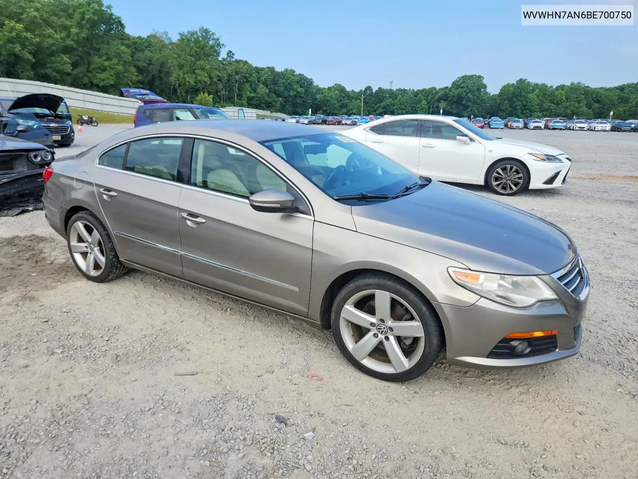 2011 Volkswagen Cc Luxury VIN: WVWHN7AN6BE700750 Lot: 59252576