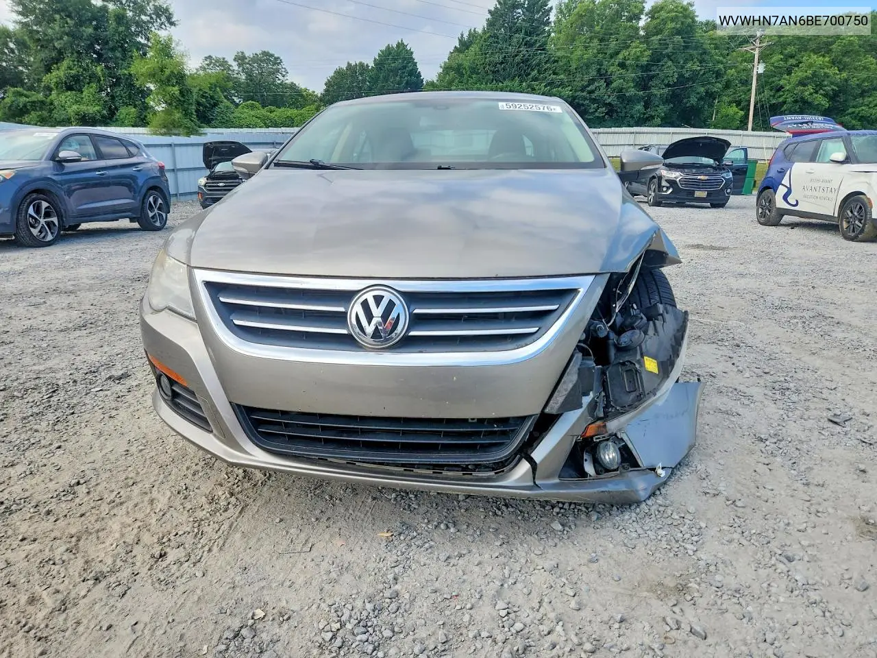 2011 Volkswagen Cc Luxury VIN: WVWHN7AN6BE700750 Lot: 59252576