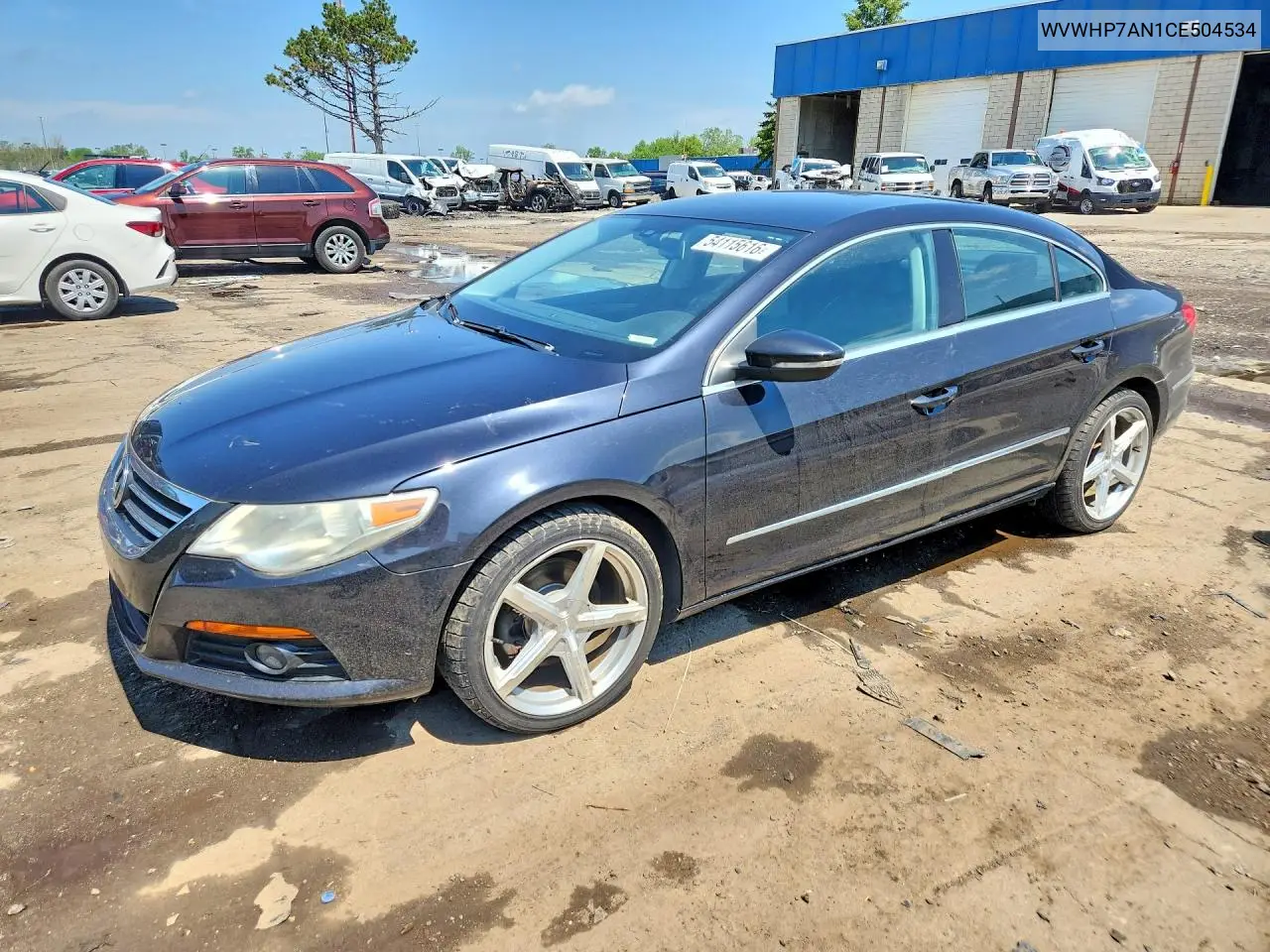 2012 Volkswagen Cc Luxury VIN: WVWHP7AN1CE504534 Lot: 54115616