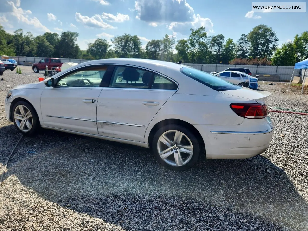 2014 Volkswagen Cc Sport VIN: WVWBP7AN3EE518931 Lot: 56044796