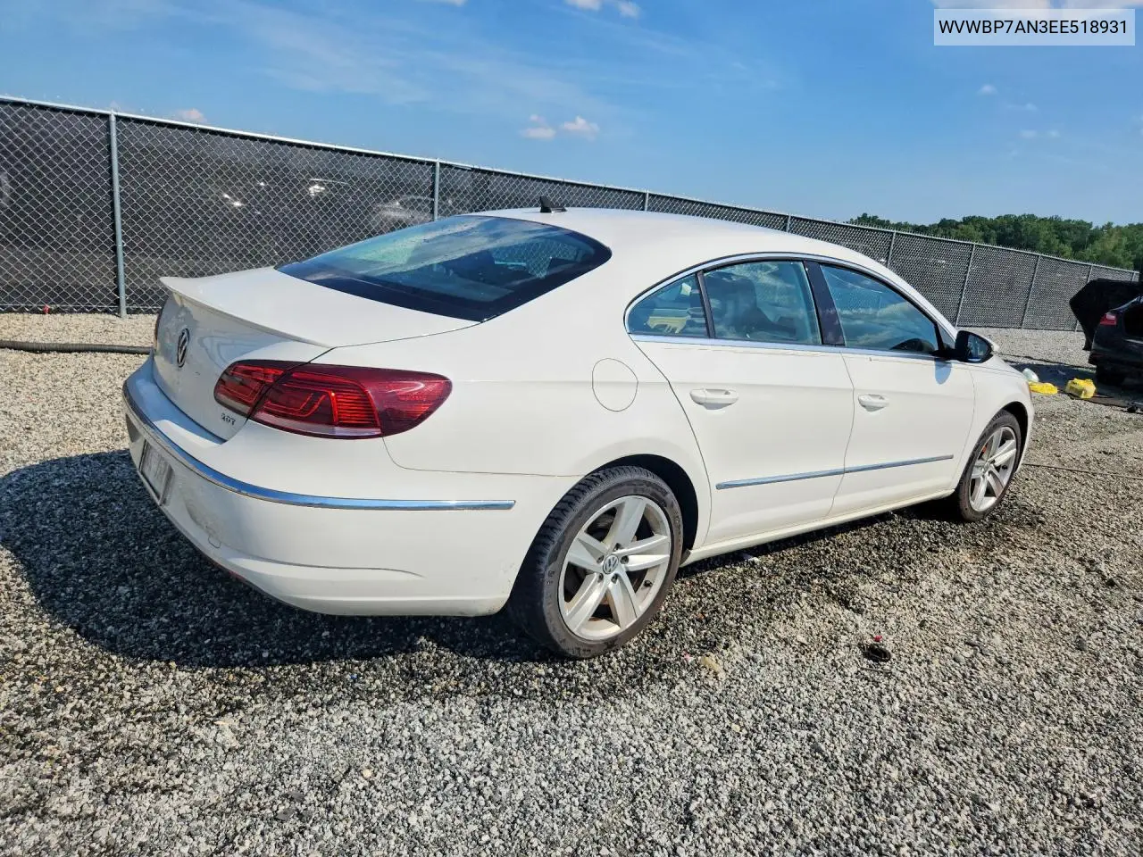 2014 Volkswagen Cc Sport VIN: WVWBP7AN3EE518931 Lot: 56044796