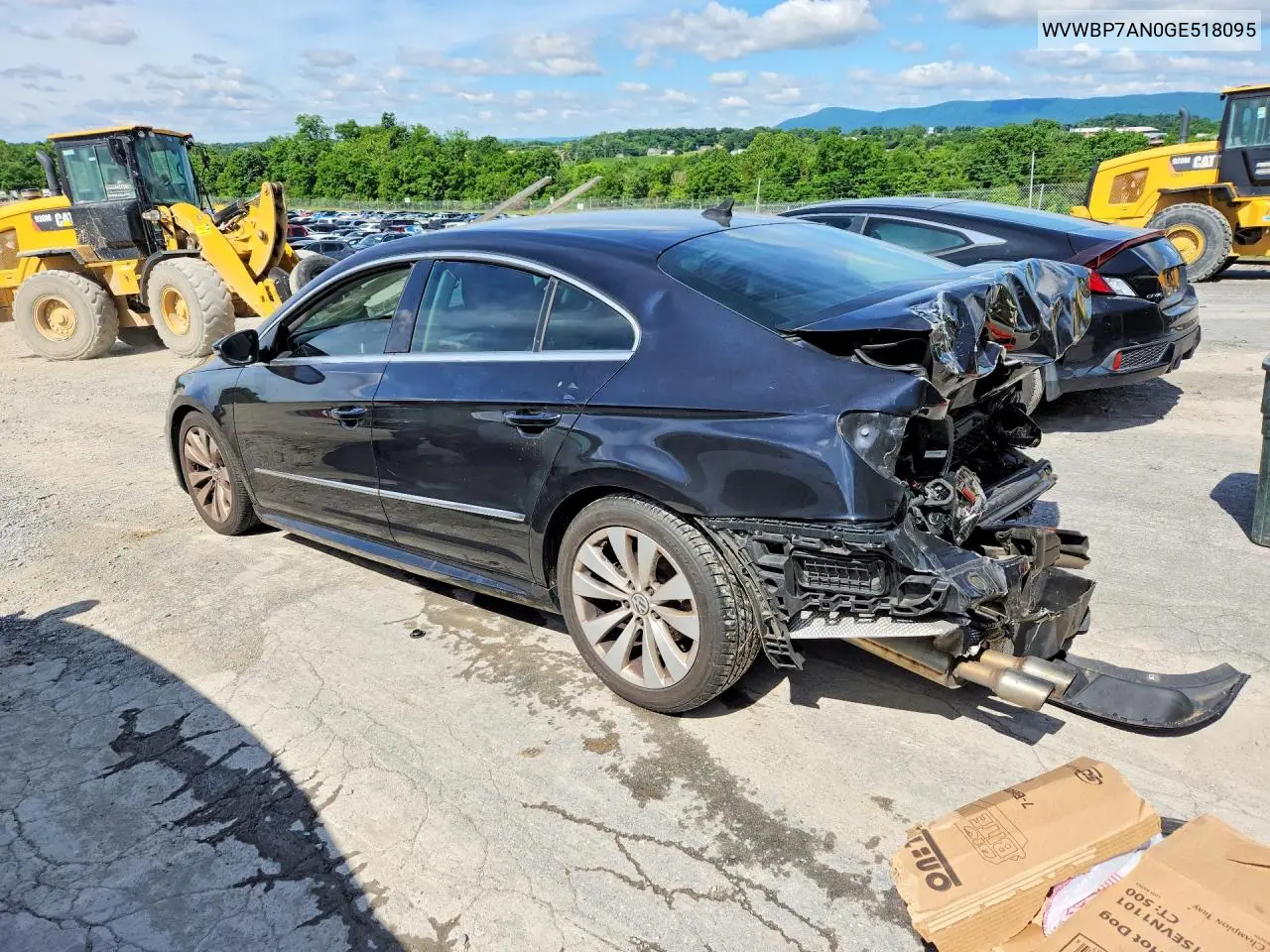 2016 Volkswagen Cc Base VIN: WVWBP7AN0GE518095 Lot: 58009206