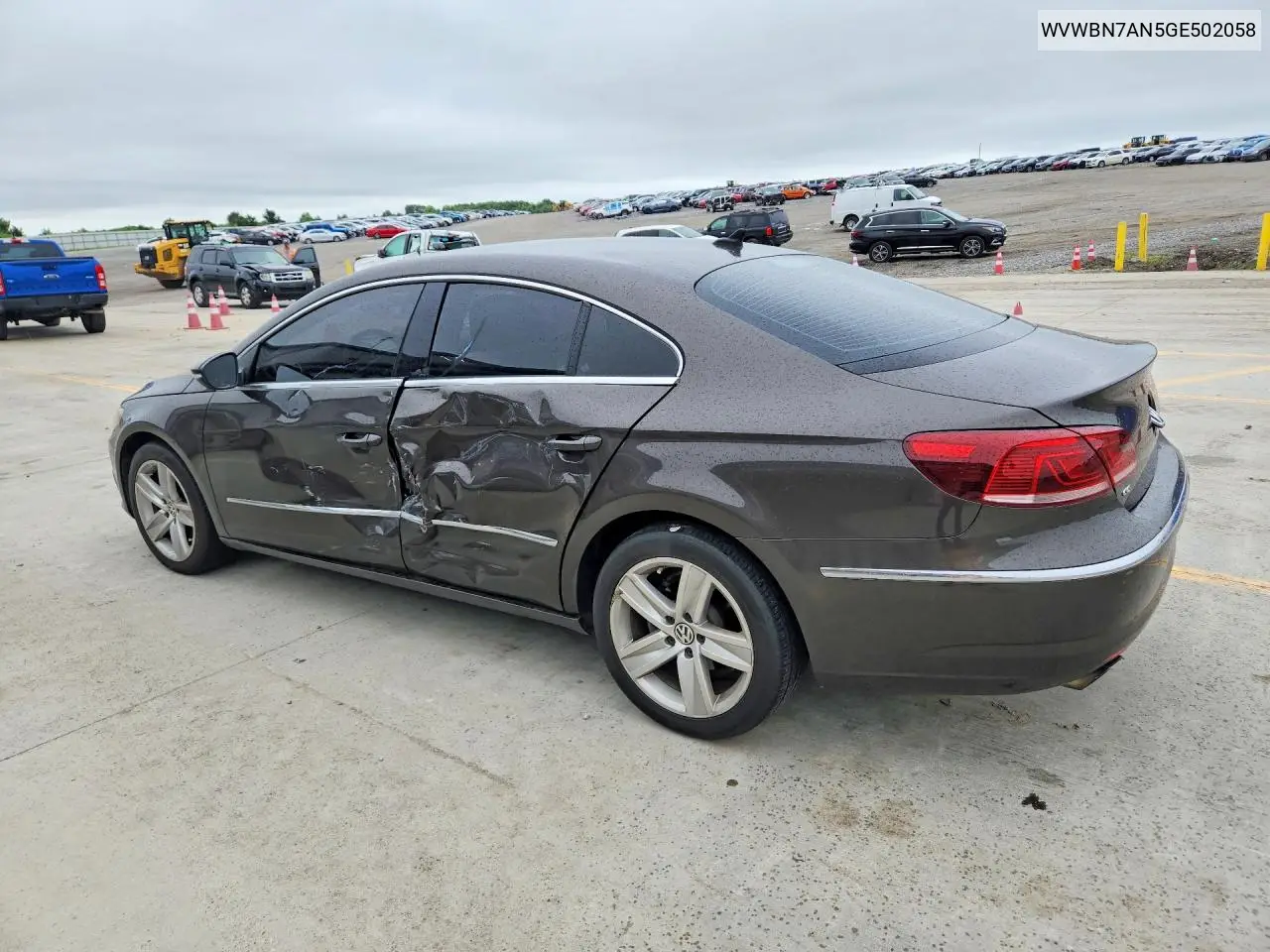 2016 Volkswagen Cc Base VIN: WVWBN7AN5GE502058 Lot: 58570246