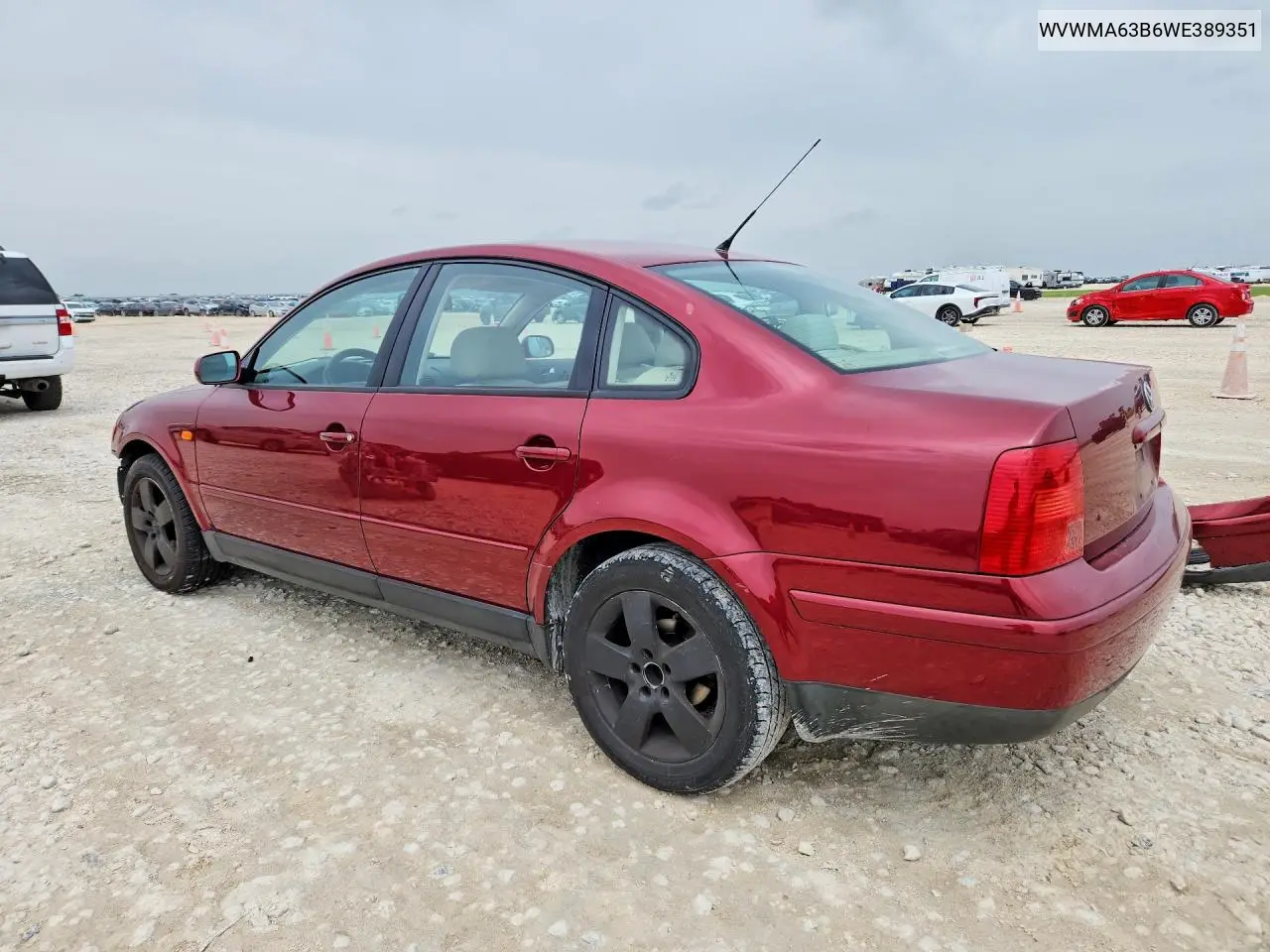 1998 Volkswagen Passat Gls VIN: WVWMA63B6WE389351 Lot: 61193756