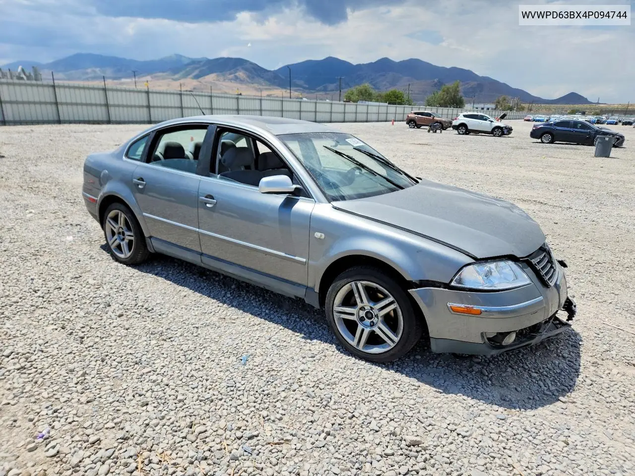 2004 Volkswagen Passat Gls VIN: WVWPD63BX4P094744 Lot: 61685486
