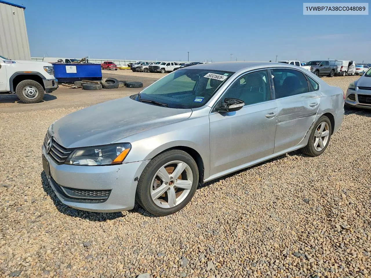 2012 Volkswagen Passat Se VIN: 1VWBP7A38CC048089 Lot: 58325826