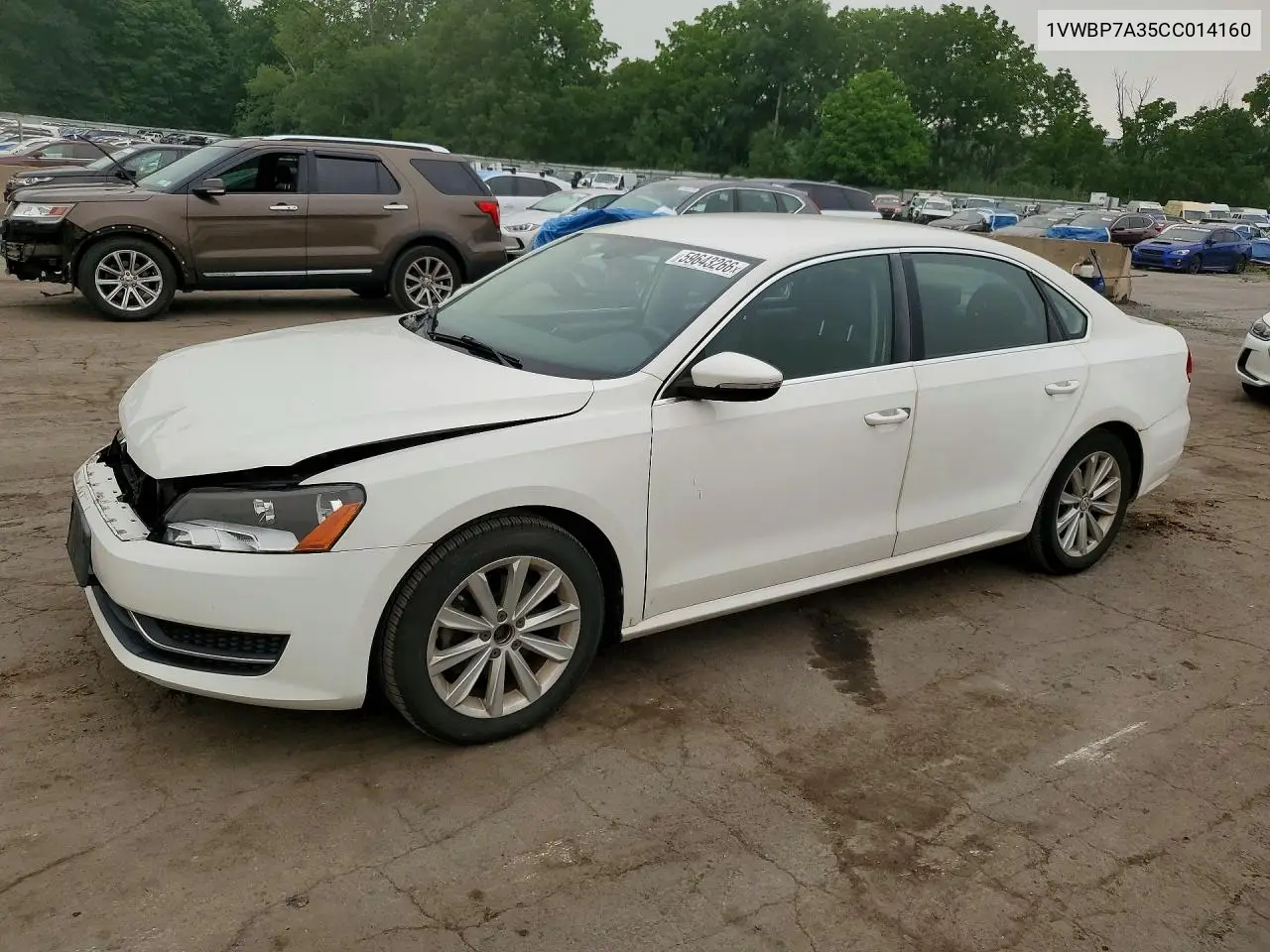2012 Volkswagen Passat Se VIN: 1VWBP7A35CC014160 Lot: 59643266