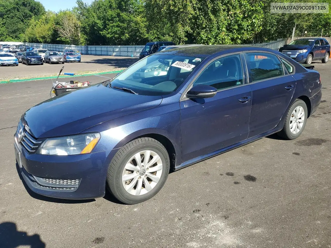 2012 Volkswagen Passat S VIN: 1VWAP7A39CC091125 Lot: 60000816