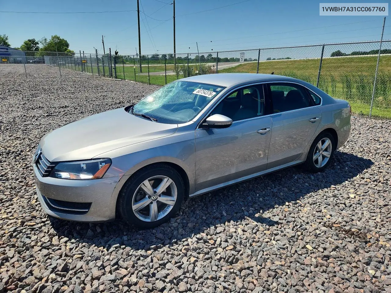 2012 Volkswagen Passat Se VIN: 1VWBH7A31CC067760 Lot: 60754376