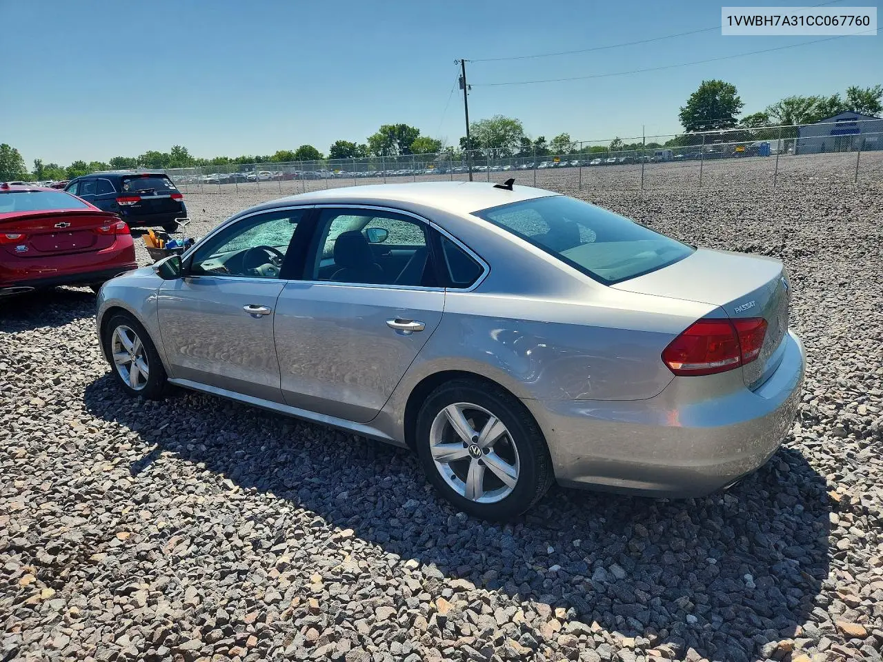 2012 Volkswagen Passat Se VIN: 1VWBH7A31CC067760 Lot: 60754376