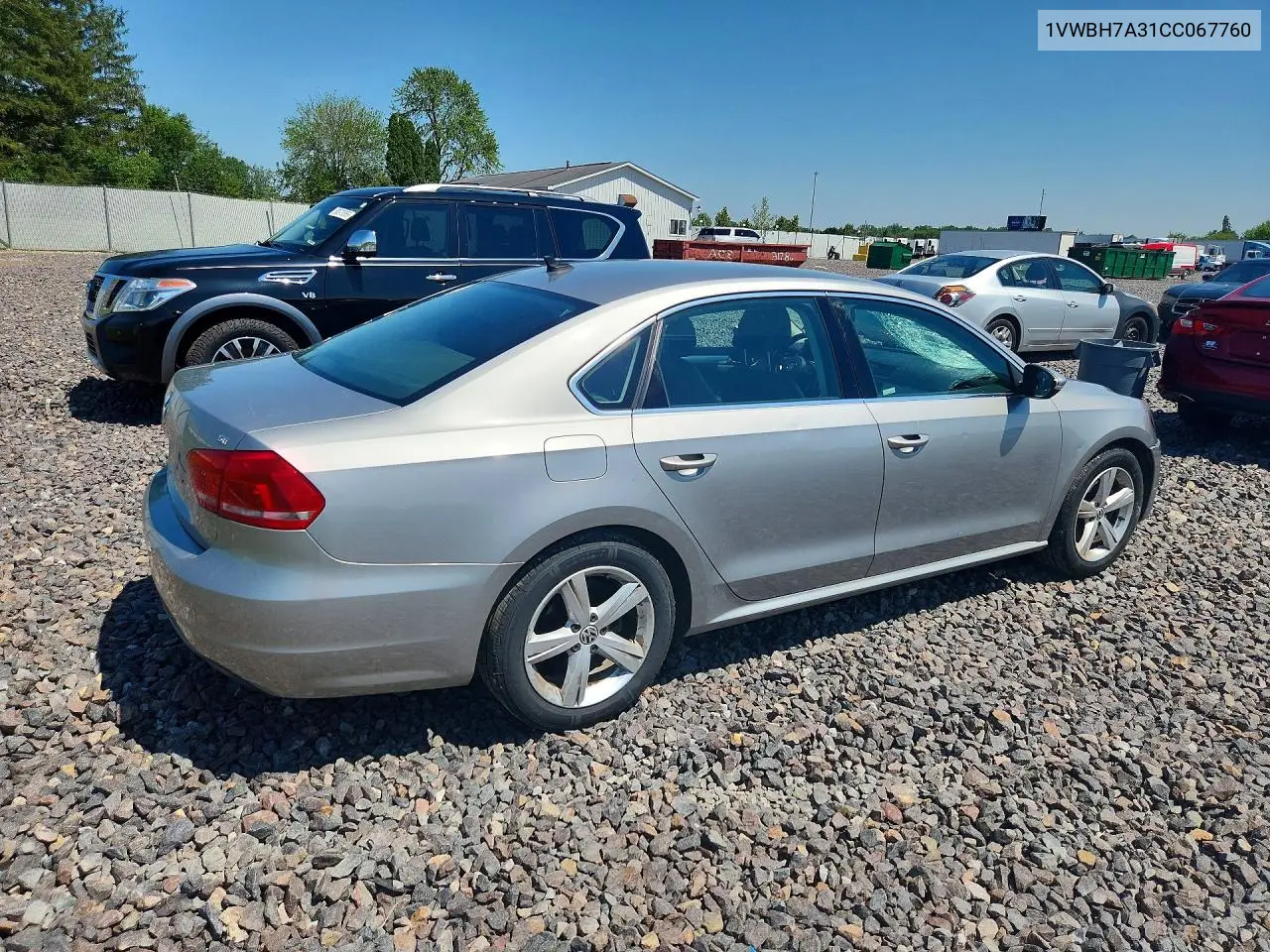 2012 Volkswagen Passat Se VIN: 1VWBH7A31CC067760 Lot: 60754376