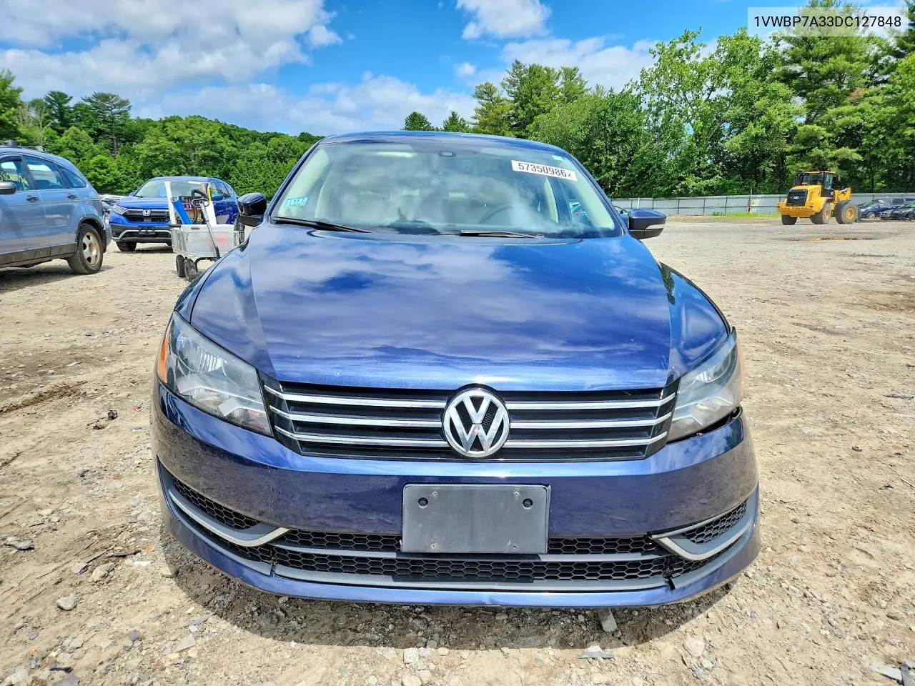 2013 Volkswagen Passat Se VIN: 1VWBP7A33DC127848 Lot: 57350986