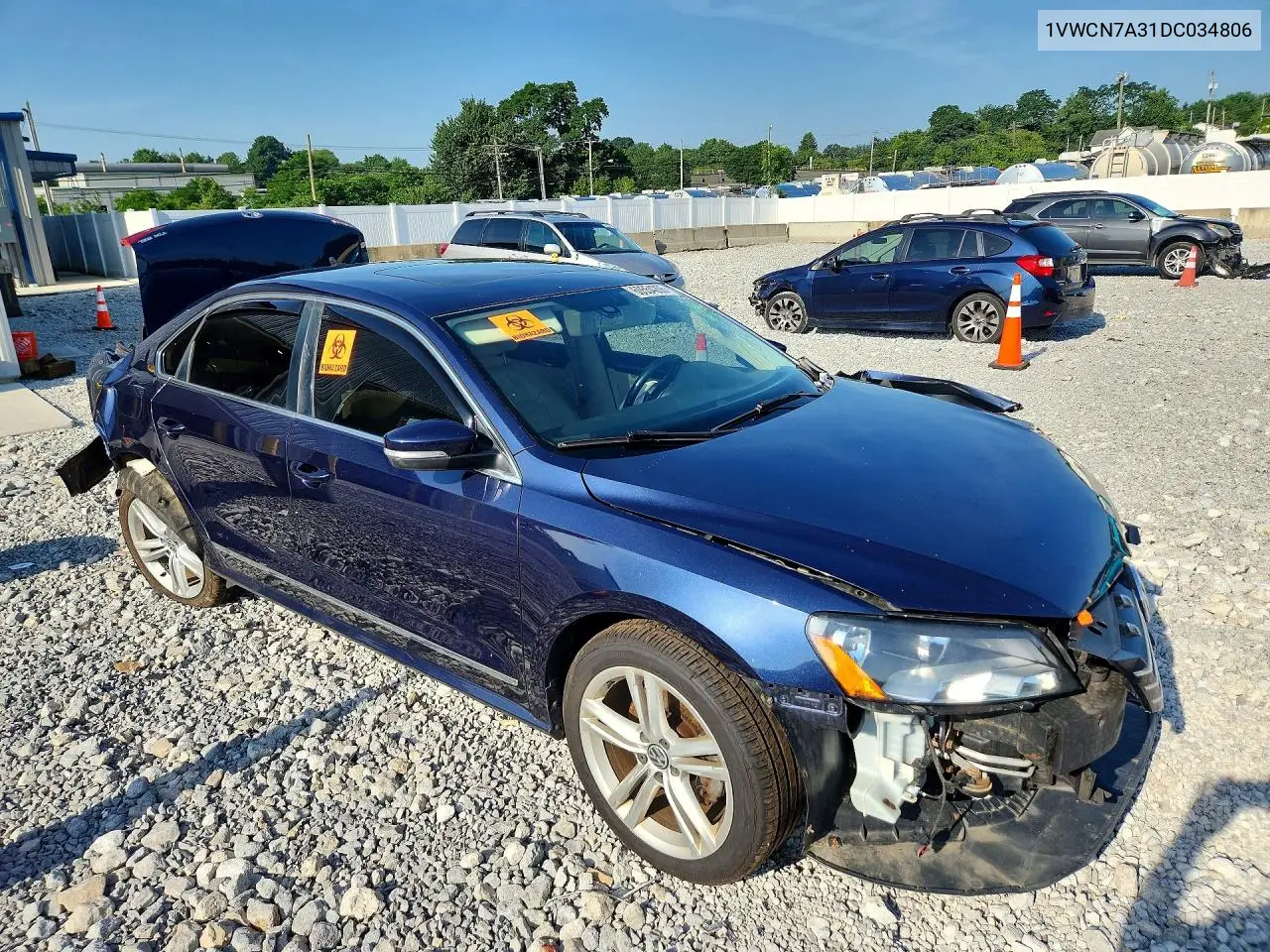2013 Volkswagen Passat VIN: 1VWCN7A31DC034806 Lot: 60554206