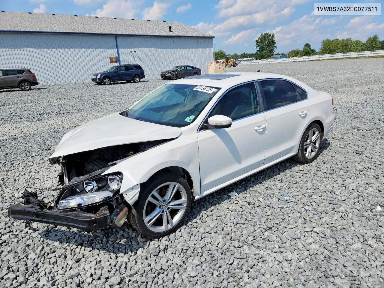 2014 Volkswagen Passat Se VIN: 1VWBS7A32EC077511 Lot: 59738756