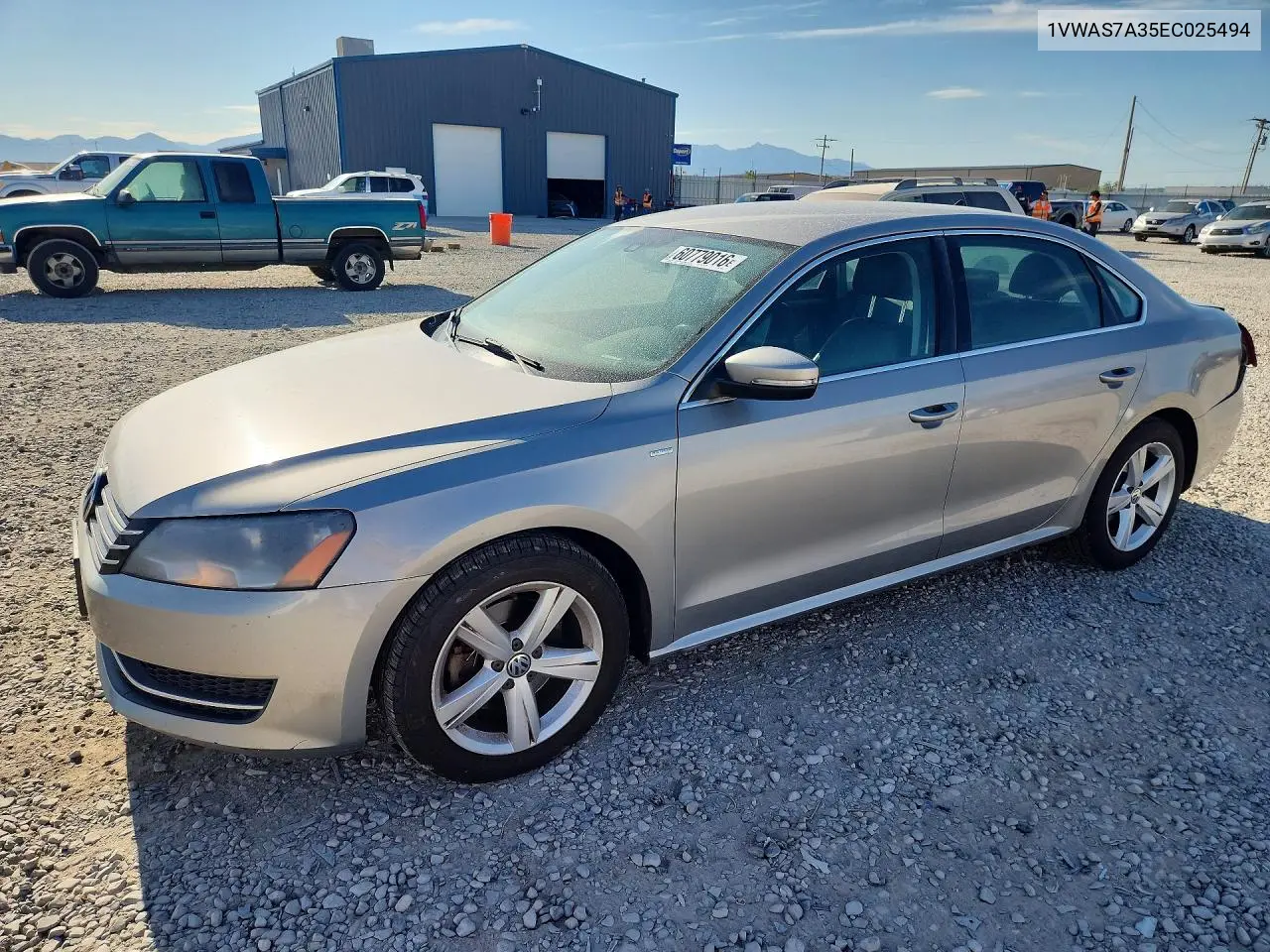 2014 Volkswagen Passat S VIN: 1VWAS7A35EC025494 Lot: 60779016