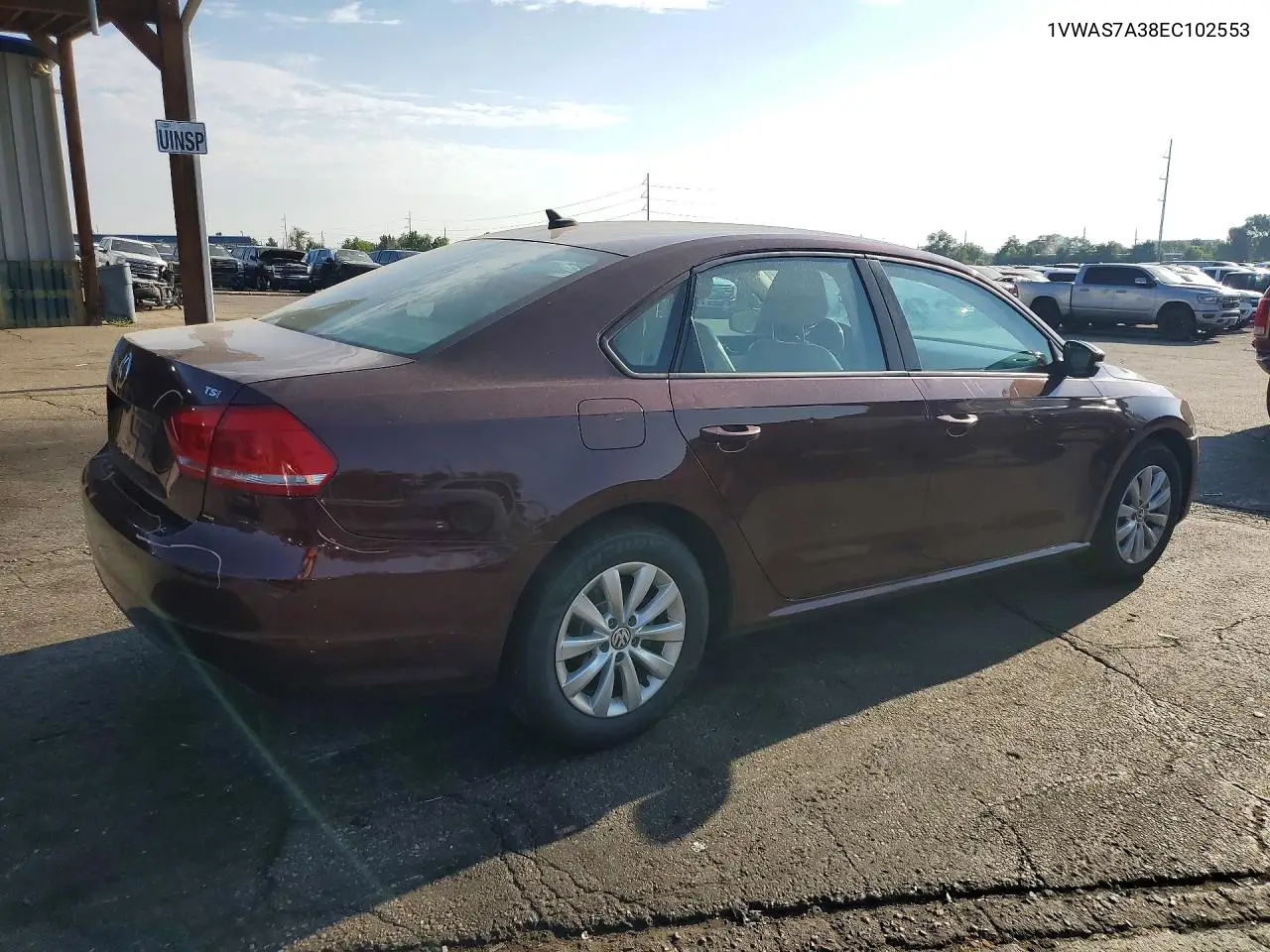 2014 Volkswagen Passat S VIN: 1VWAS7A38EC102553 Lot: 61689696