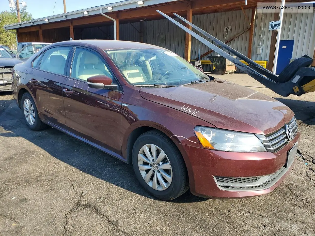 2014 Volkswagen Passat S VIN: 1VWAS7A38EC102553 Lot: 61689696