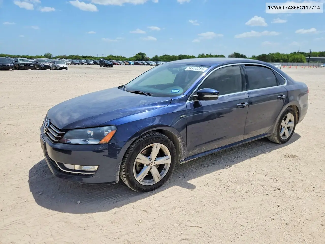 2015 Volkswagen Passat S VIN: 1VWAT7A36FC117714 Lot: 54955986