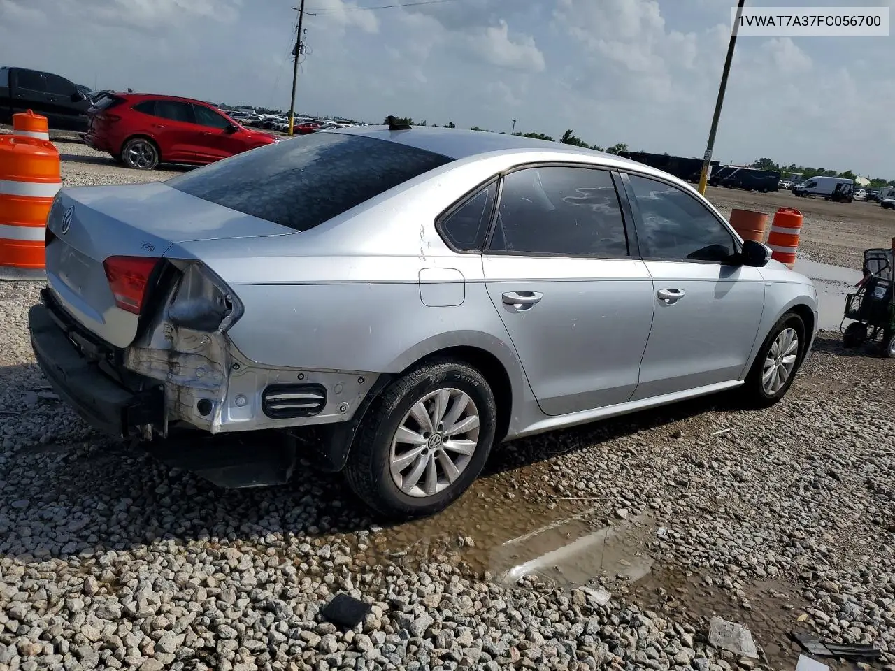 2015 Volkswagen Passat S VIN: 1VWAT7A37FC056700 Lot: 60672096