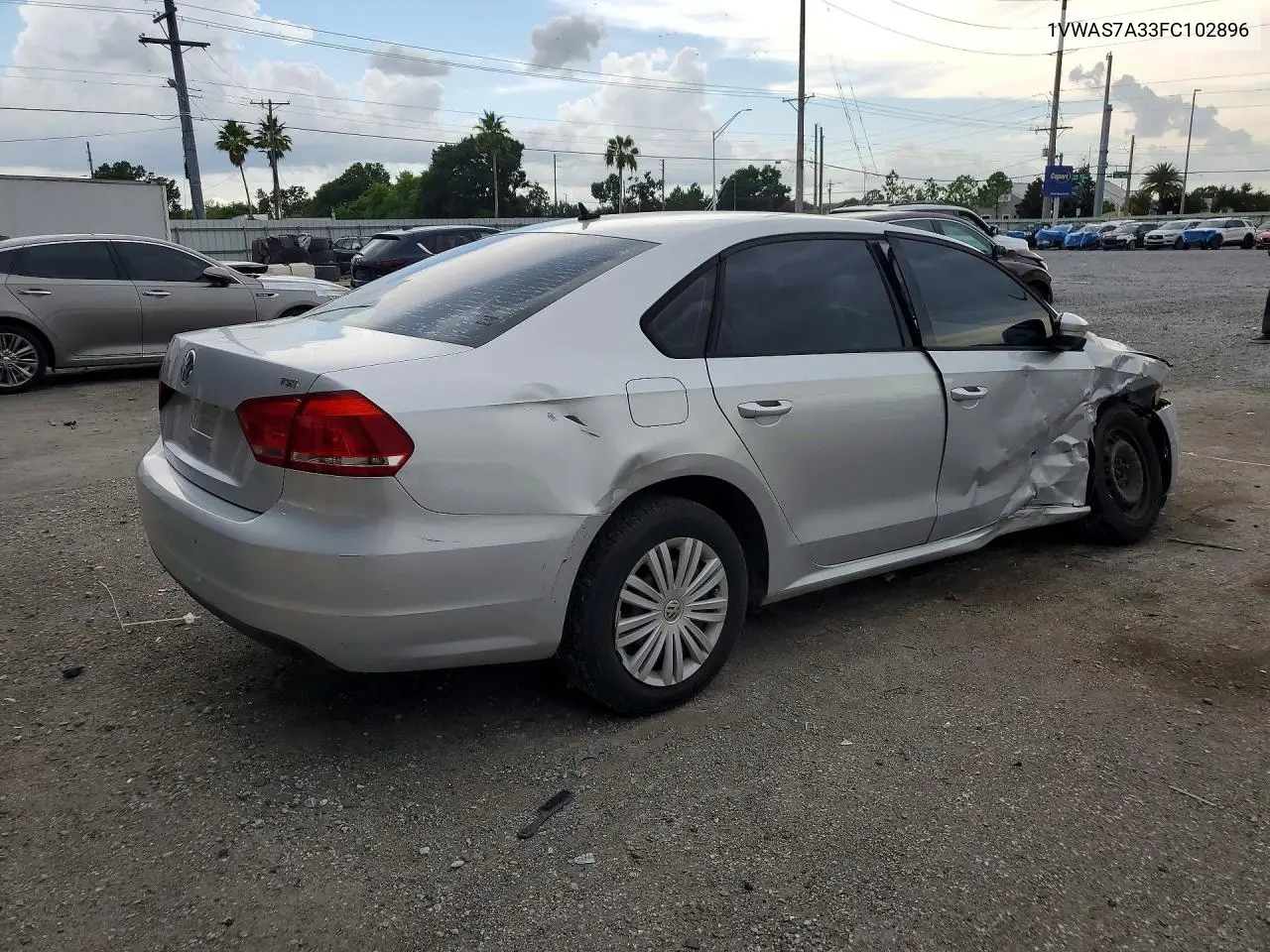 2015 Volkswagen Passat S VIN: 1VWAS7A33FC102896 Lot: 61162326