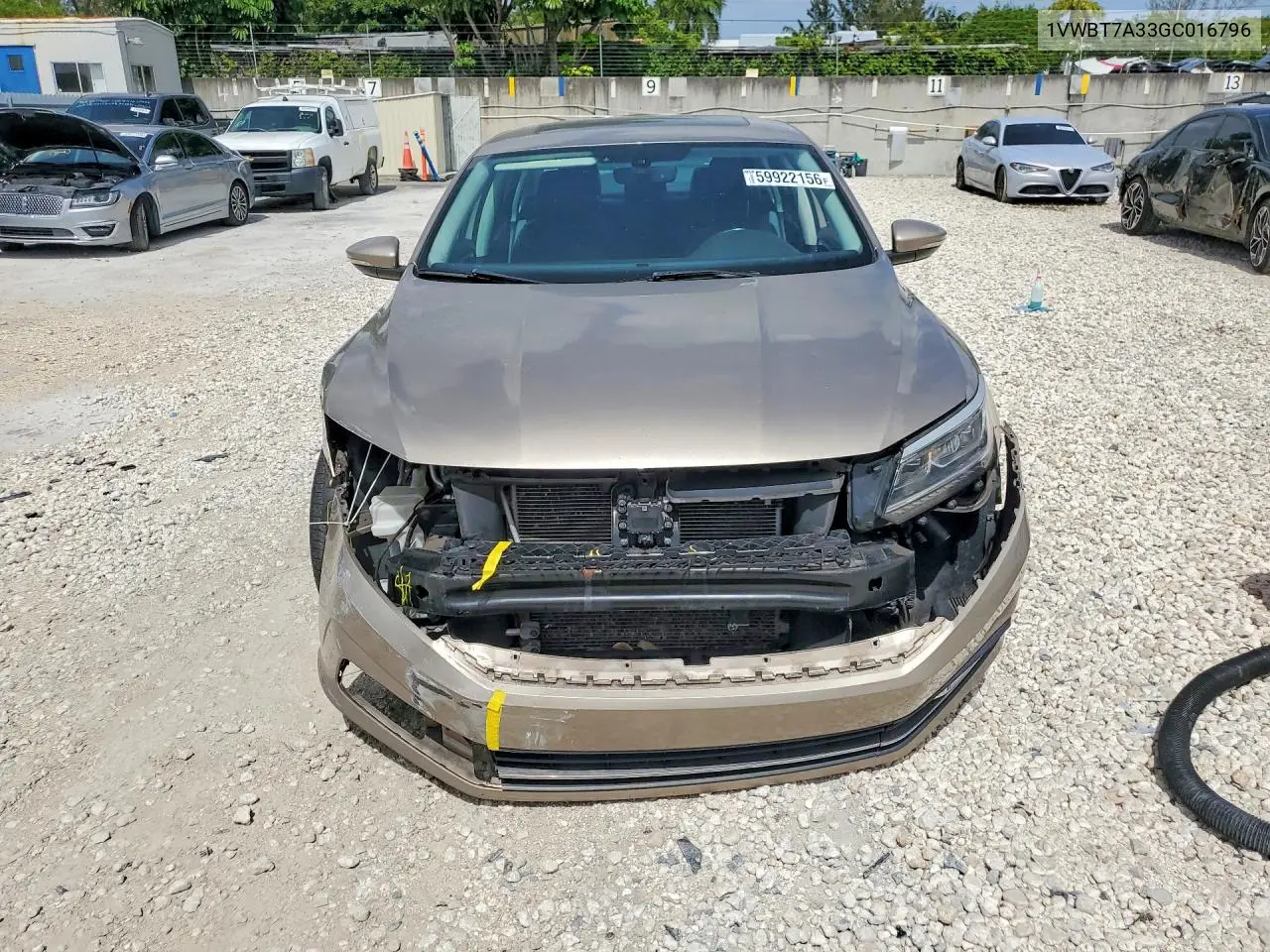 2016 Volkswagen Passat Se VIN: 1VWBT7A33GC016796 Lot: 59922156
