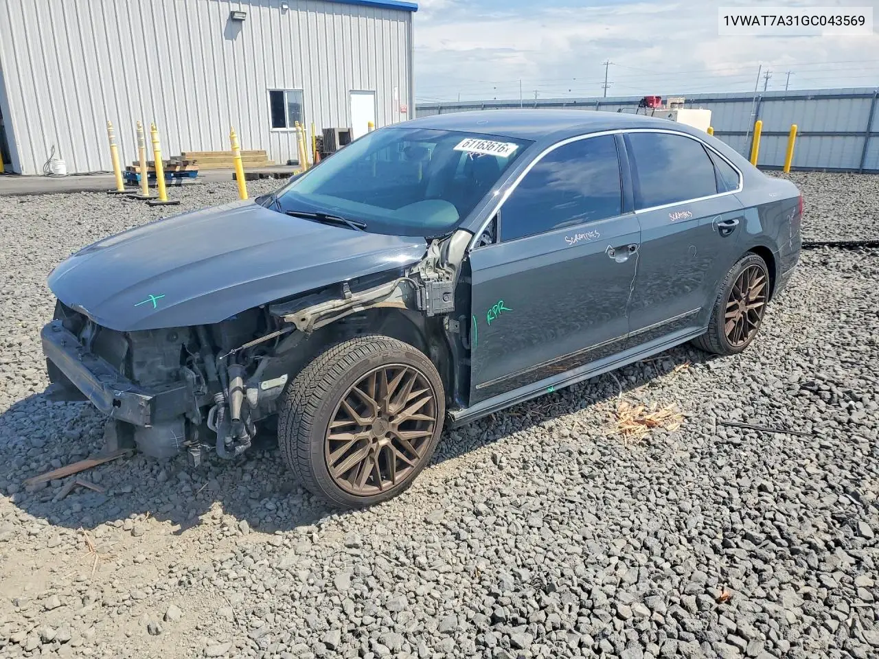 2016 Volkswagen Passat S VIN: 1VWAT7A31GC043569 Lot: 61163616