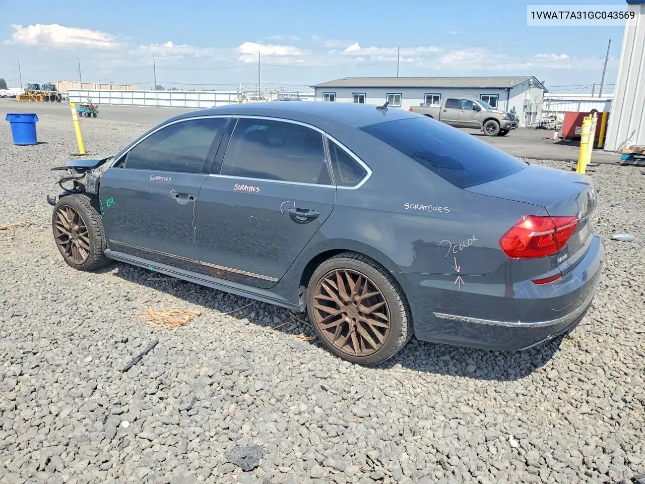 2016 Volkswagen Passat S VIN: 1VWAT7A31GC043569 Lot: 61163616