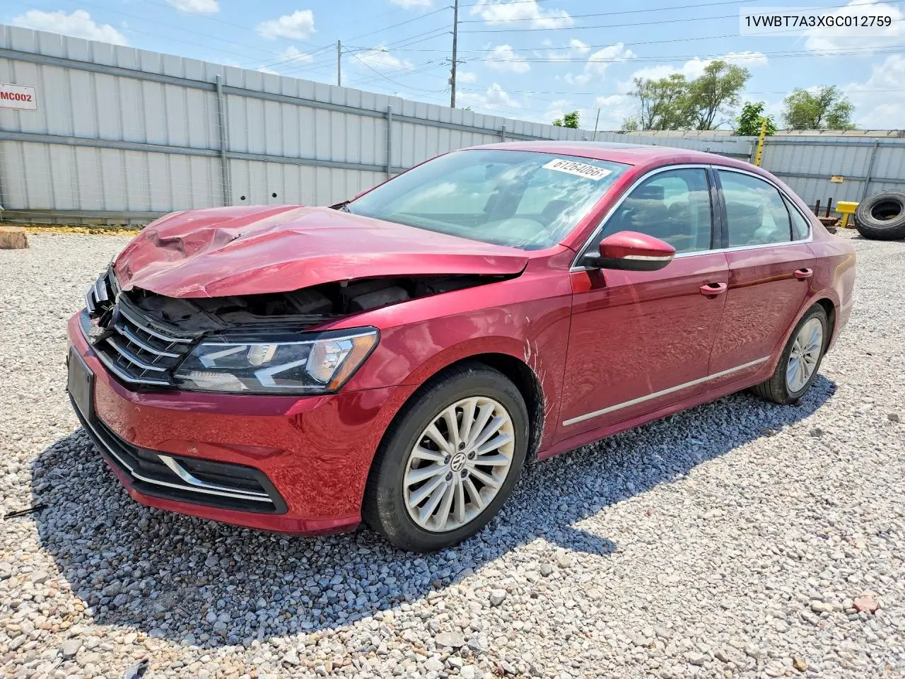 2016 Volkswagen Passat Se VIN: 1VWBT7A3XGC012759 Lot: 61264066