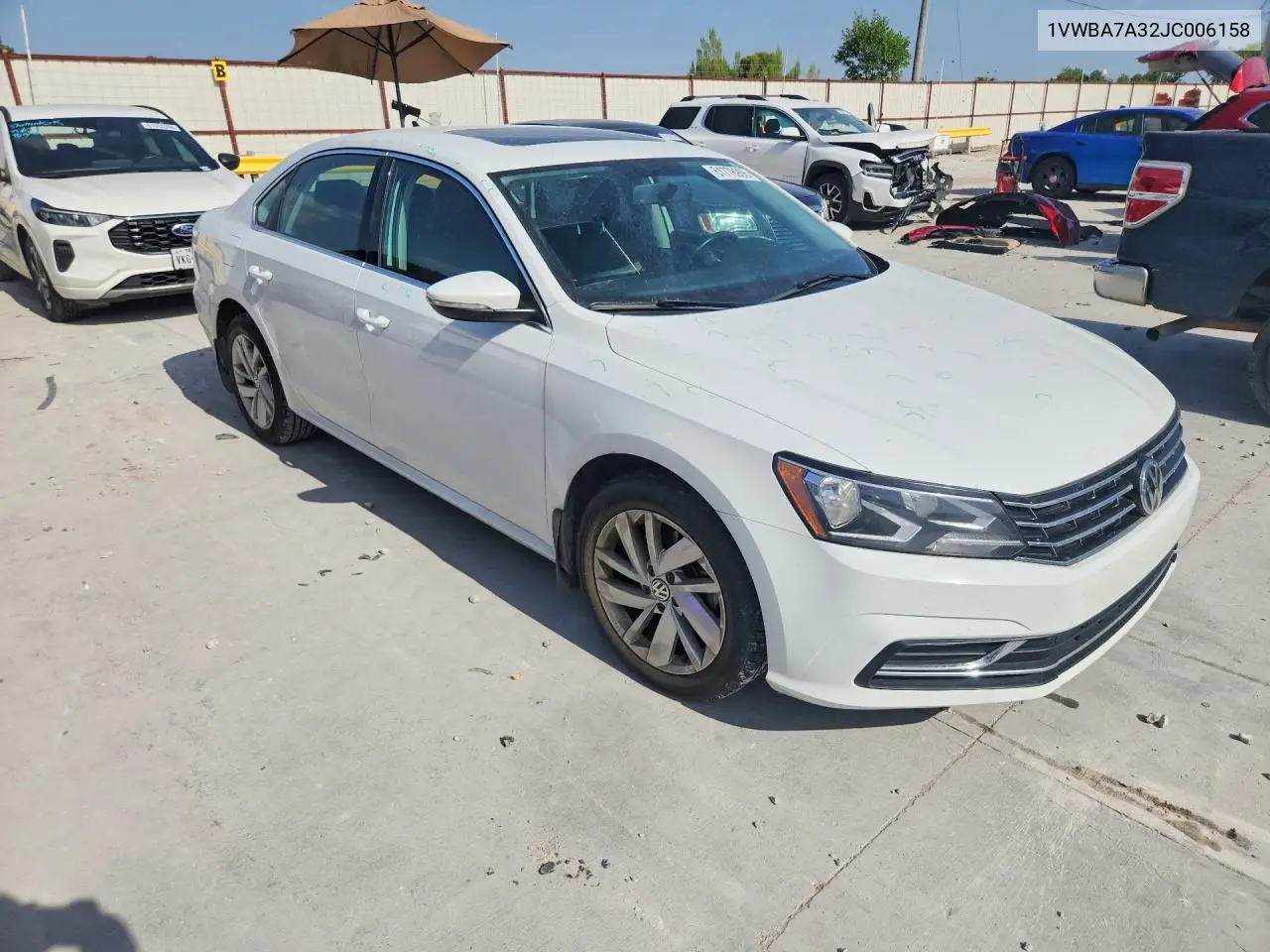 2018 Volkswagen Passat Se VIN: 1VWBA7A32JC006158 Lot: 61778906