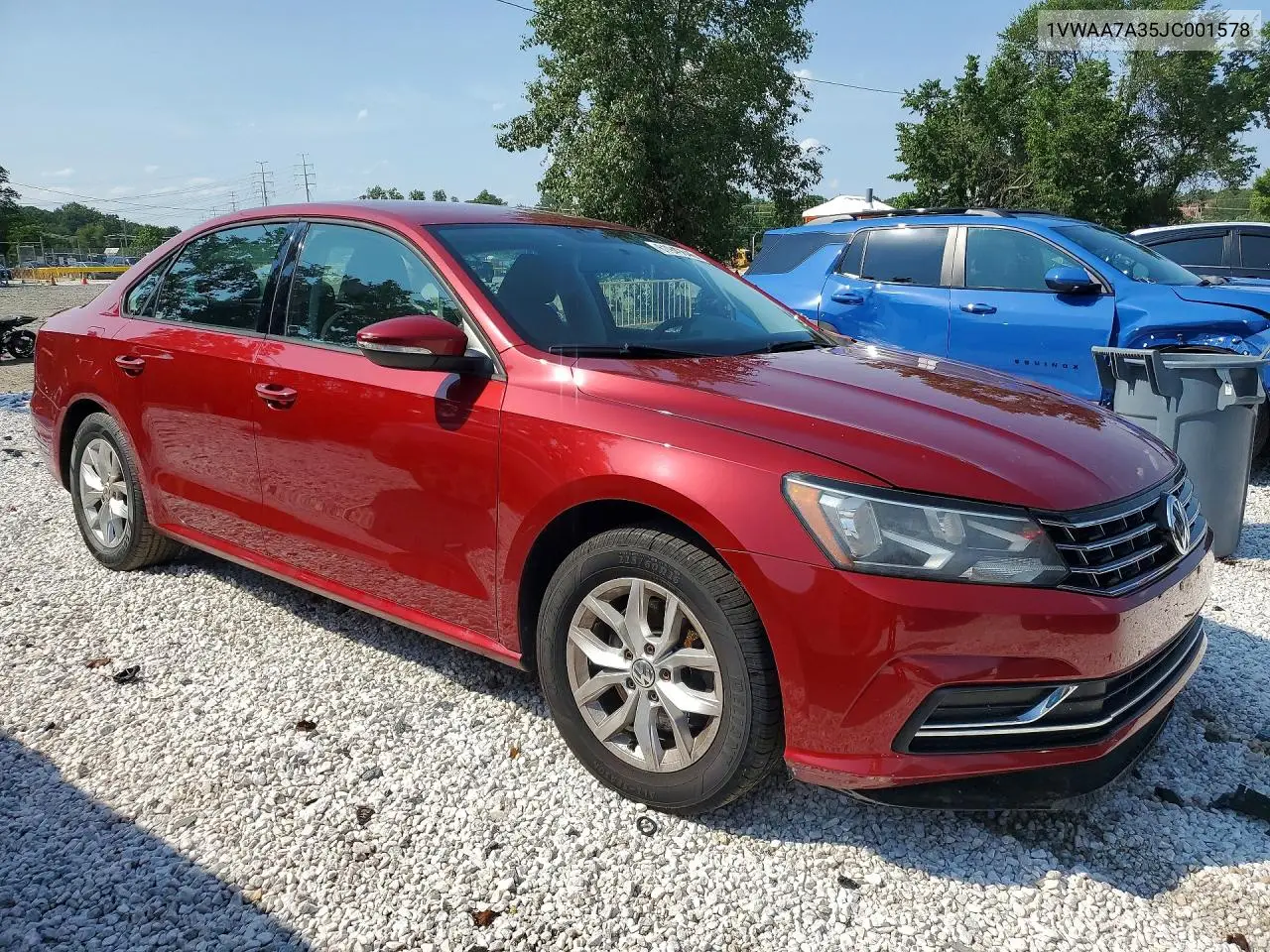 2018 Volkswagen Passat S VIN: 1VWAA7A35JC001578 Lot: 61940646