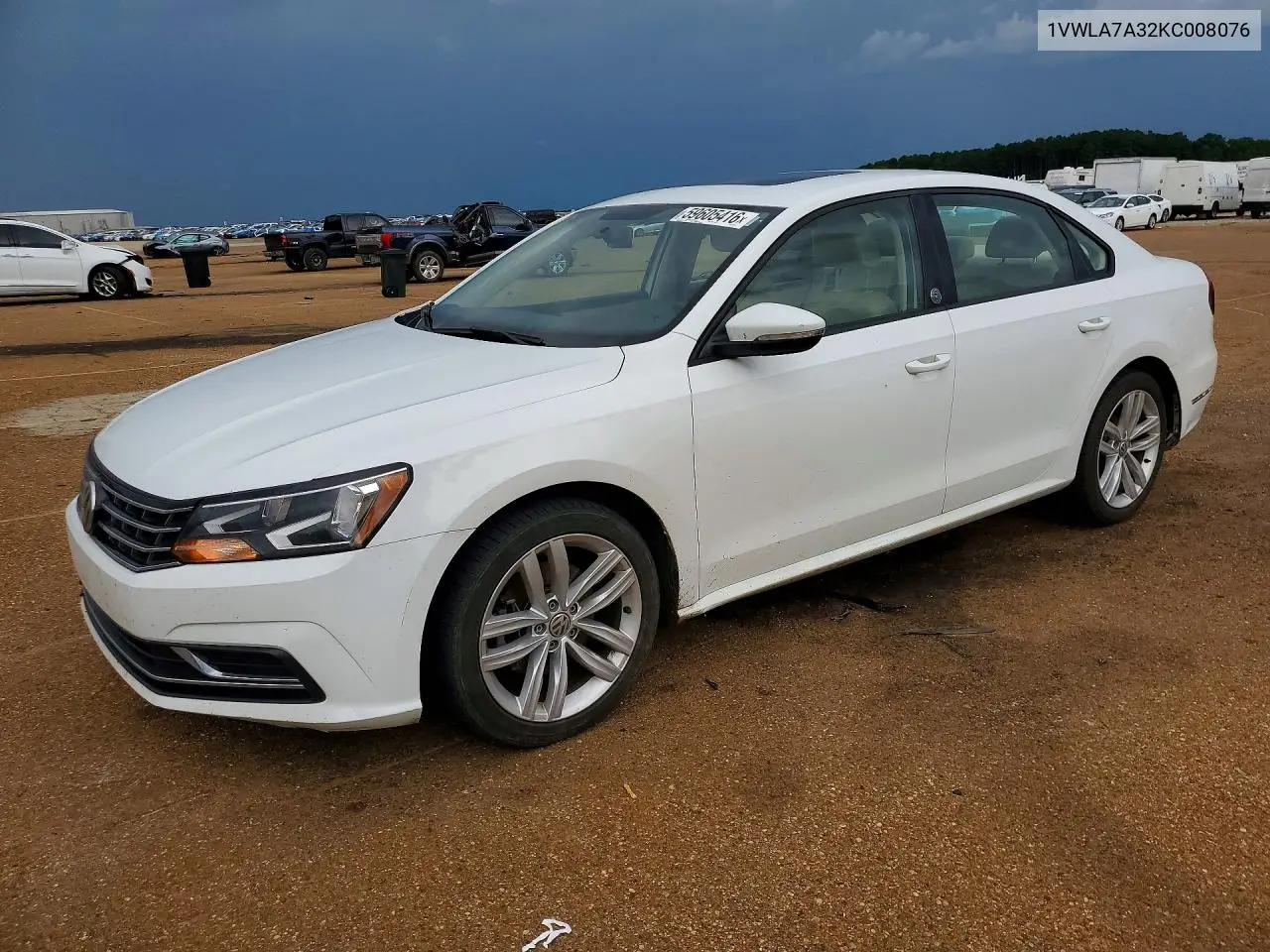 2019 Volkswagen Passat Wolfsburg VIN: 1VWLA7A32KC008076 Lot: 59605416
