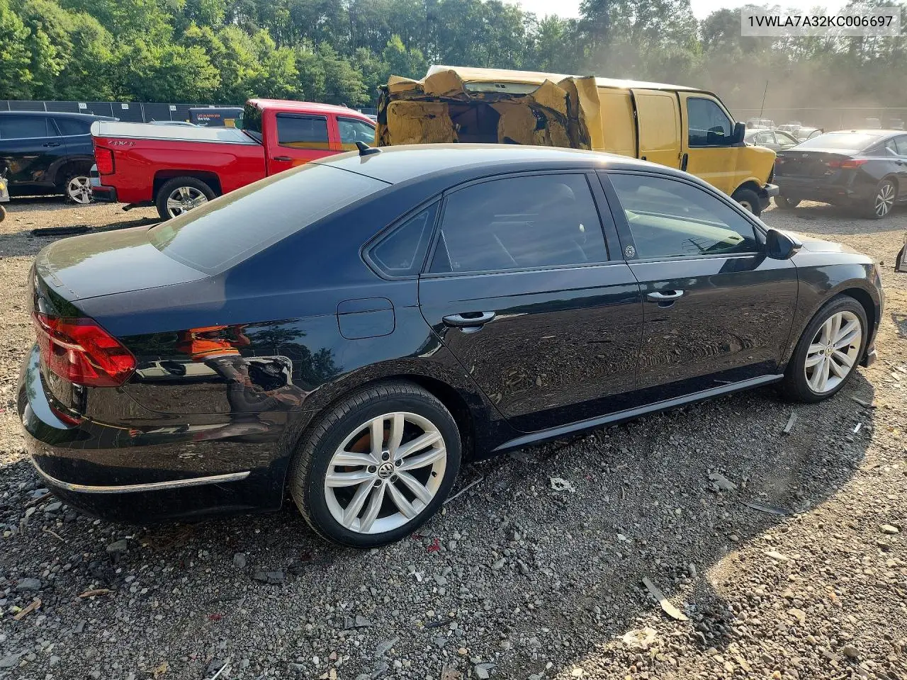 2019 Volkswagen Passat Wolfsburg VIN: 1VWLA7A32KC006697 Lot: 61245086