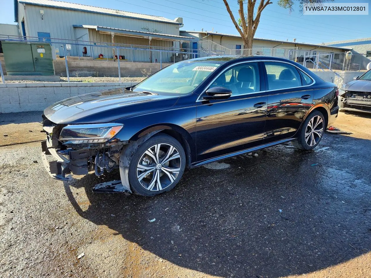 2021 Volkswagen Passat Se VIN: 1VWSA7A33MC012801 Lot: 56634446