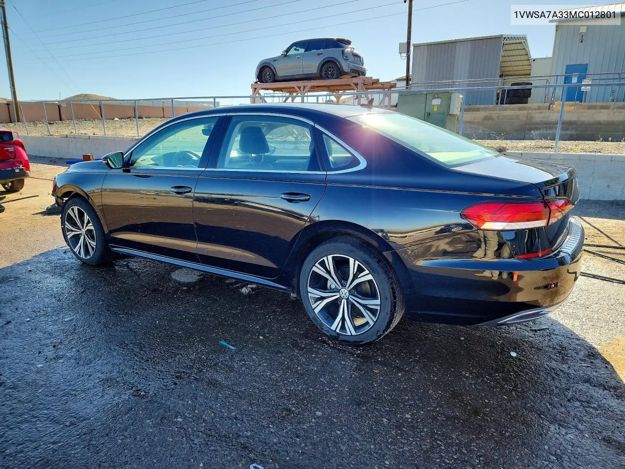 2021 Volkswagen Passat Se VIN: 1VWSA7A33MC012801 Lot: 56634446