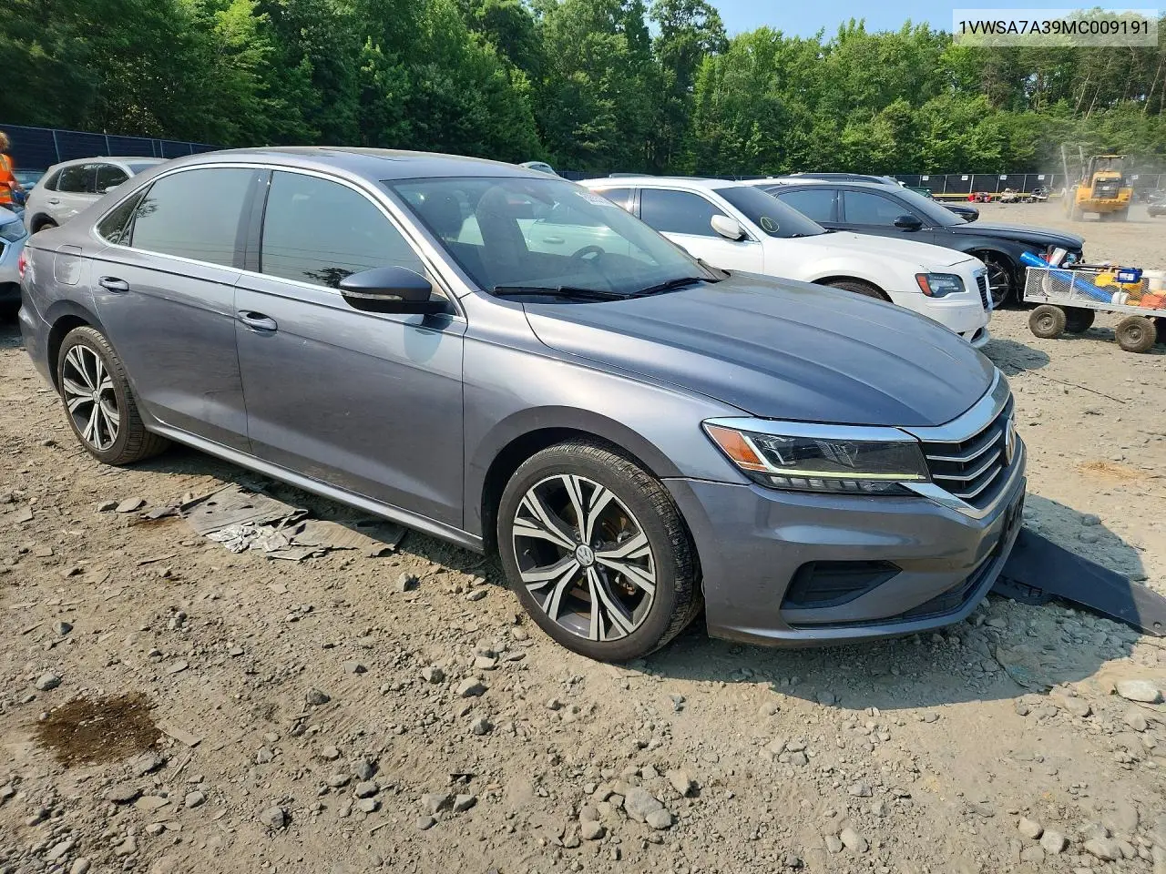 2021 Volkswagen Passat Se VIN: 1VWSA7A39MC009191 Lot: 60935756