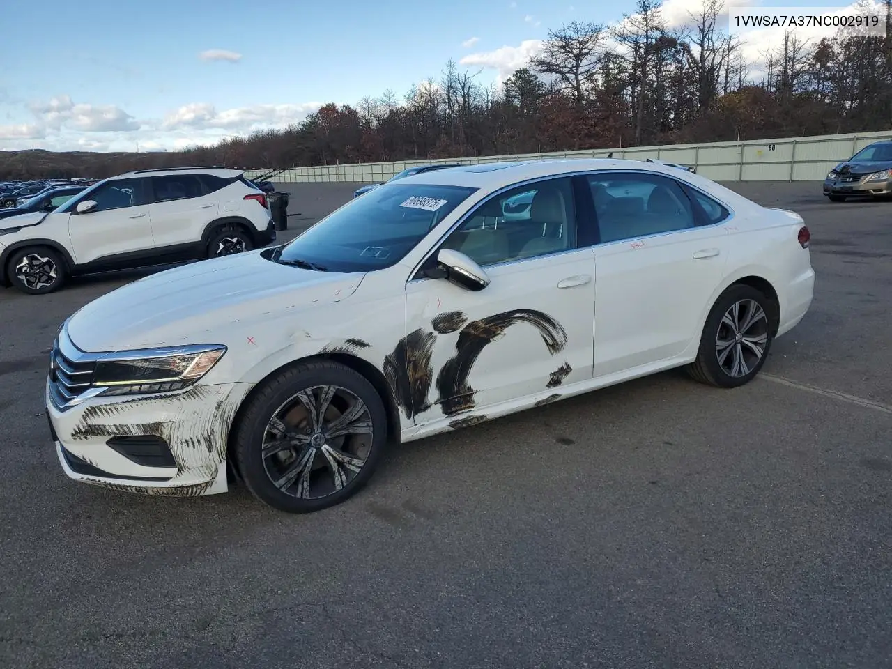 1VWSA7A37NC002919 2022 Volkswagen Passat Se