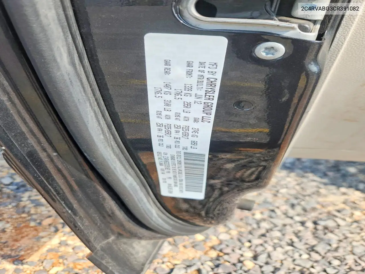 2012 Volk Routan Se VIN: 2C4RVABG3CR391082 Lot: 59335486