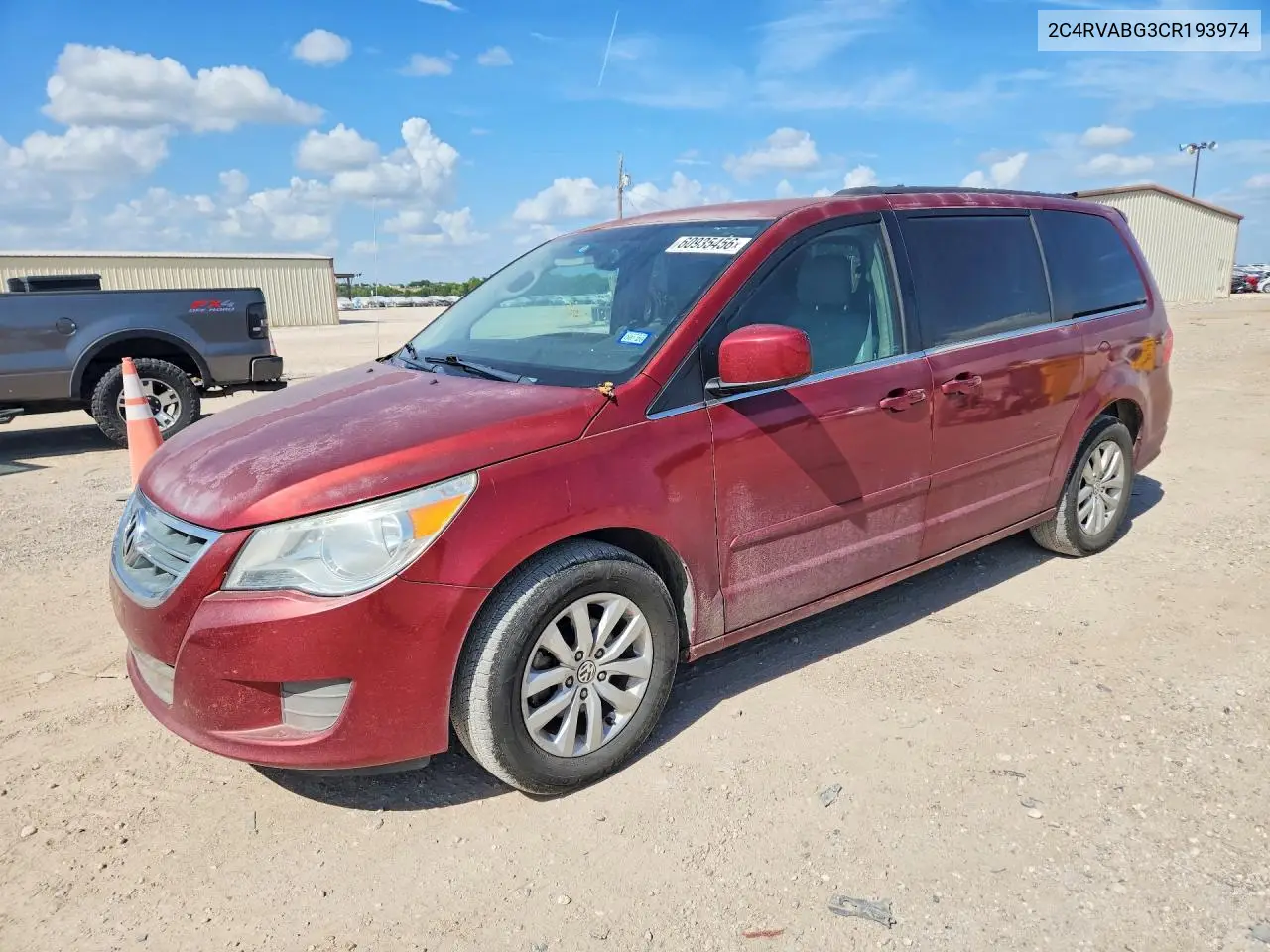 2012 Volkswagen Routan Se VIN: 2C4RVABG3CR193974 Lot: 60935456