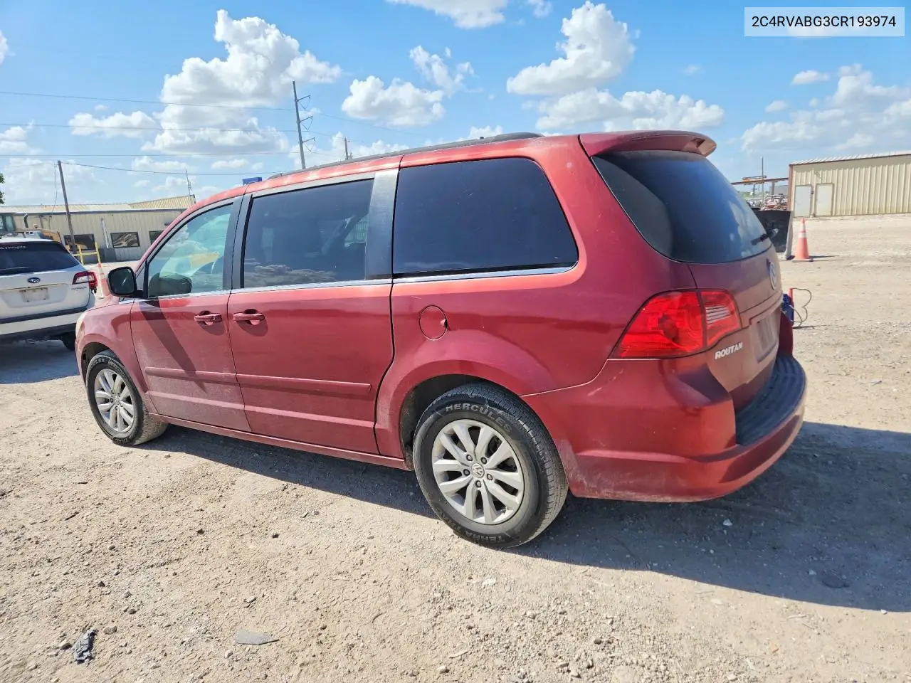 2012 Volkswagen Routan Se VIN: 2C4RVABG3CR193974 Lot: 60935456
