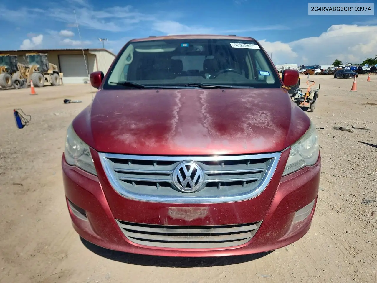 2012 Volkswagen Routan Se VIN: 2C4RVABG3CR193974 Lot: 60935456
