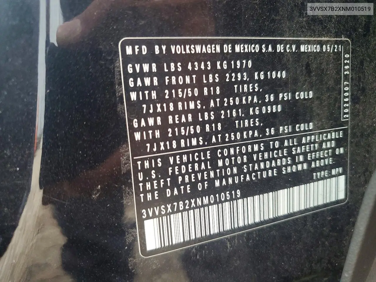 2022 Volkswagen Taos Se VIN: 3VVSX7B2XNM010519 Lot: 61353306