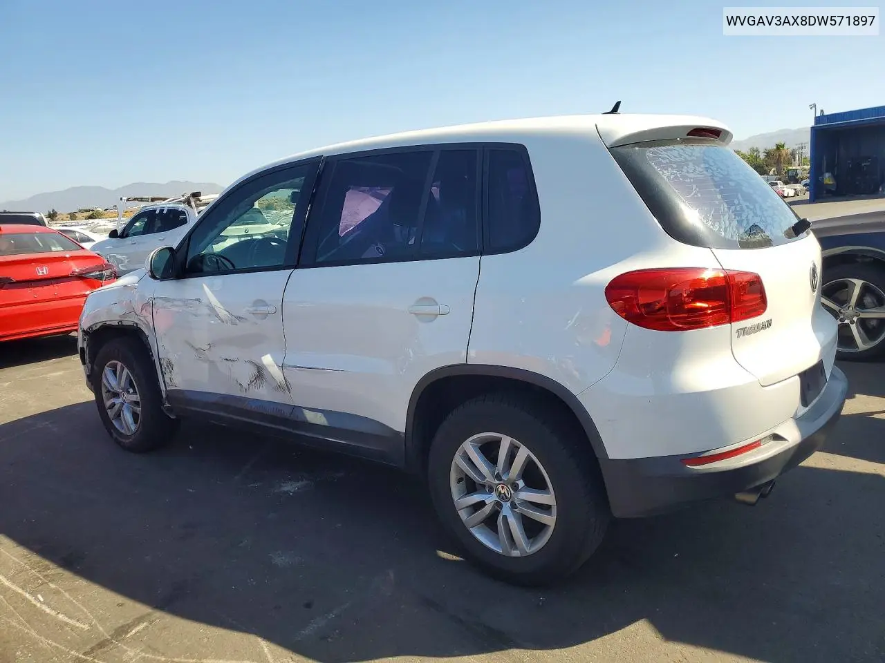 2013 Volkswagen Tiguan S/Se/Sel VIN: WVGAV3AX8DW571897 Lot: 61290176
