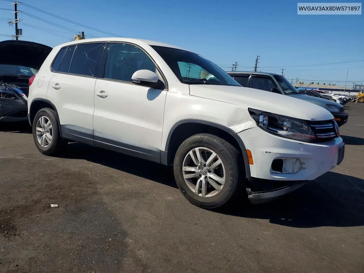 2013 Volkswagen Tiguan S/Se/Sel VIN: WVGAV3AX8DW571897 Lot: 61290176