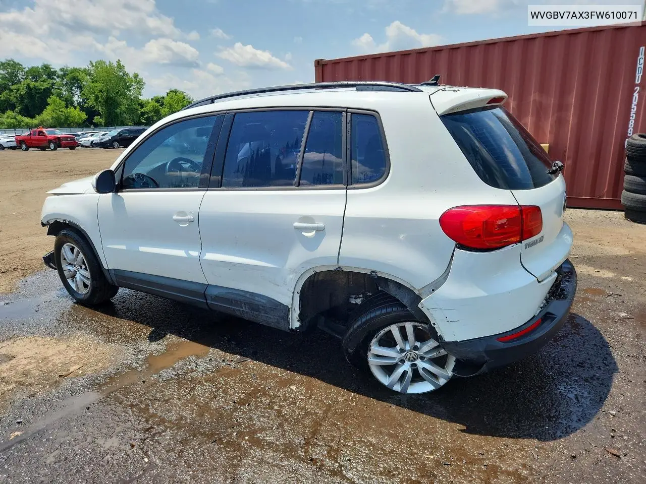 2015 Volkswagen Tiguan S VIN: WVGBV7AX3FW610071 Lot: 59179696