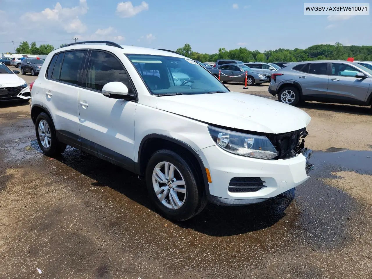 2015 Volkswagen Tiguan S VIN: WVGBV7AX3FW610071 Lot: 59179696
